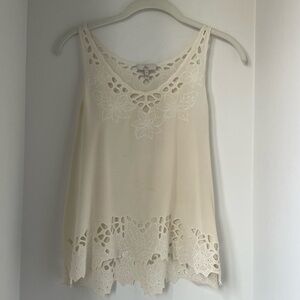 Joie White Silk Cutout Top Size Small